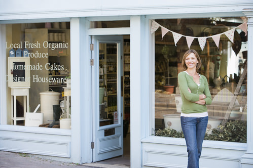 woman standing in front of store